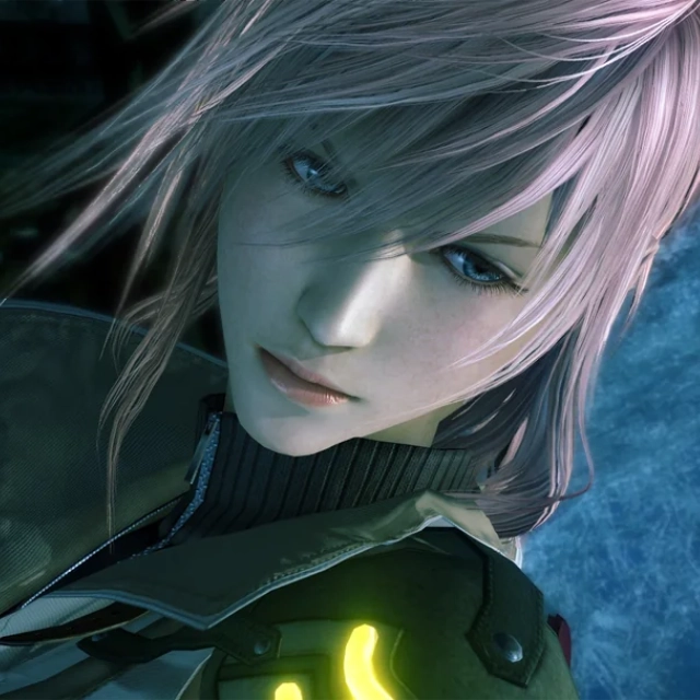 Screenshot of Lightning in Final Fantasy XIII.