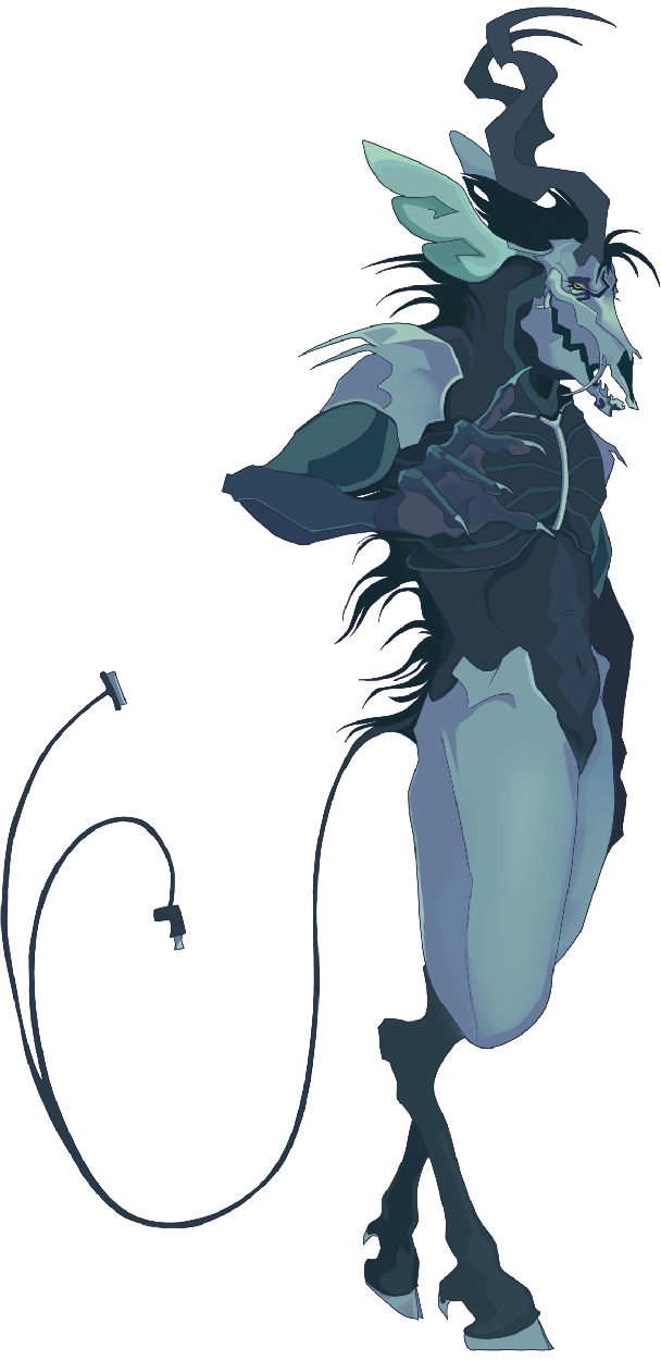 Pagedoll of an anthropomorphic cybernetic antelope.
