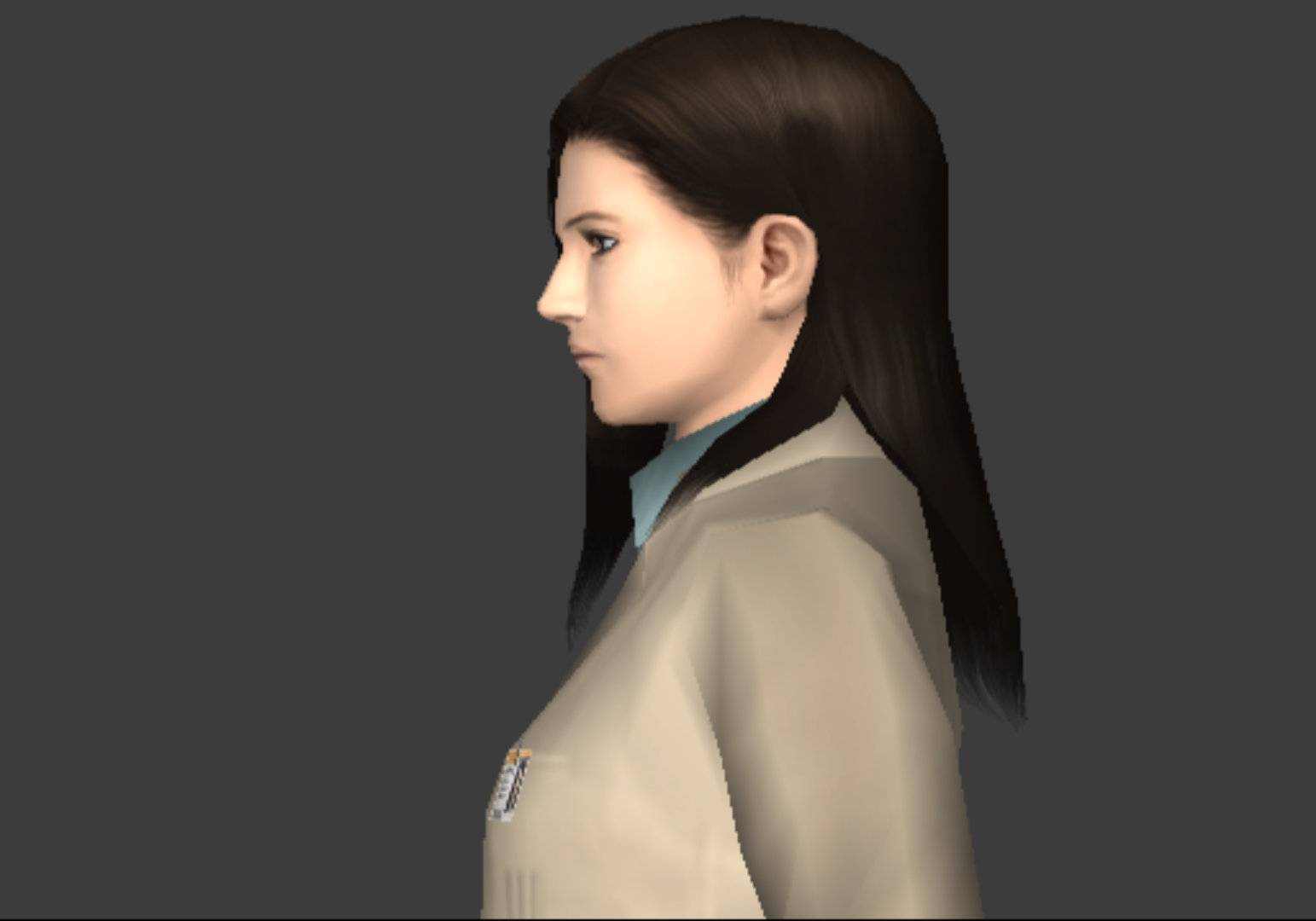 Left-facing screenshot of Rose's Metal Gear Solid 2 character model.