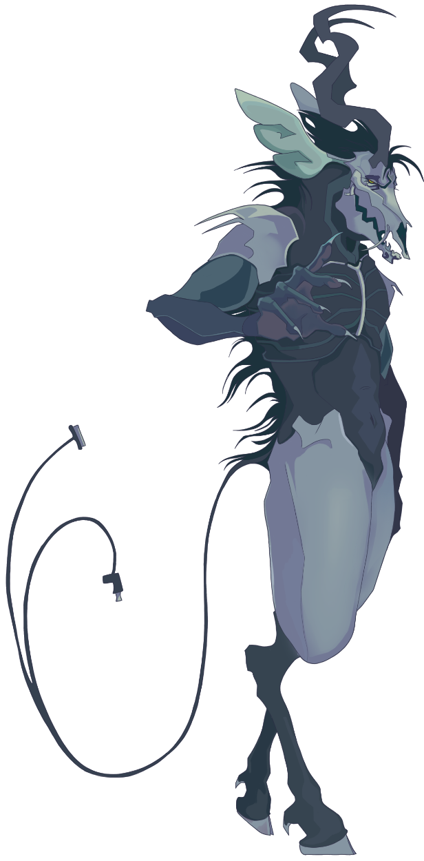 Pagedoll of an anthropomorphic cybernetic antelope.