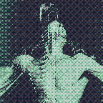 Robotic internals phase out of a man.