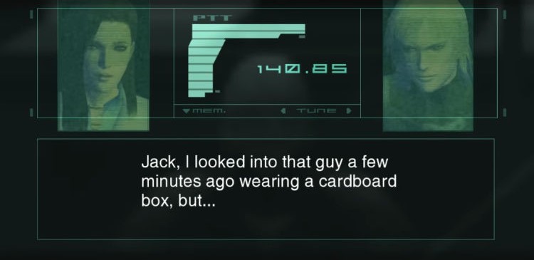 Rose and Jack codec from Metal Gear Solid 2.