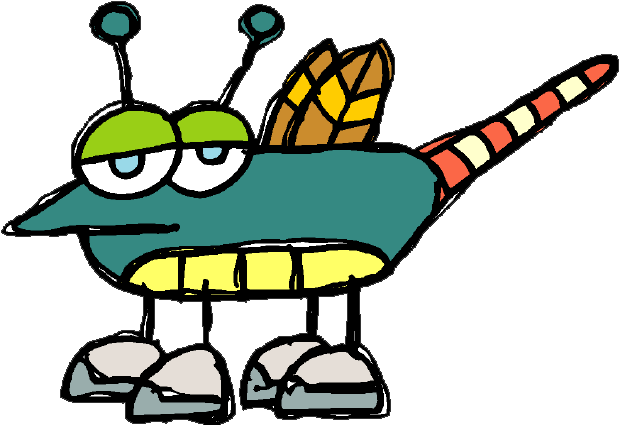 Clip art of a bug character.