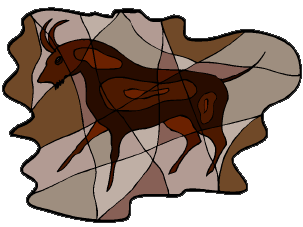Clip art cave painting of a bull.