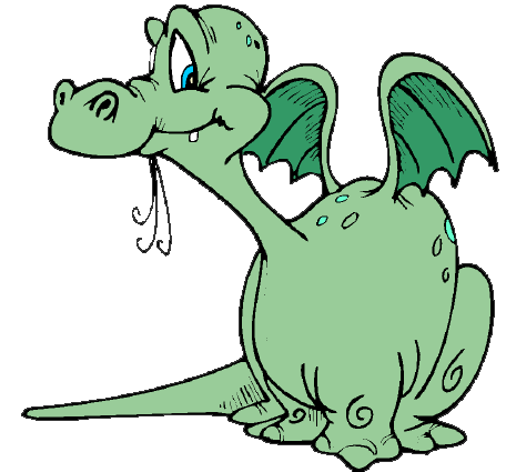Clip art of a cute dragon.