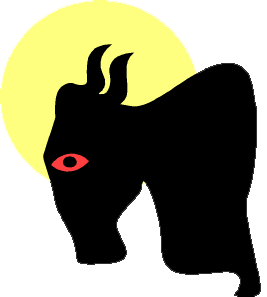 Clip art of a cow's silhouette.