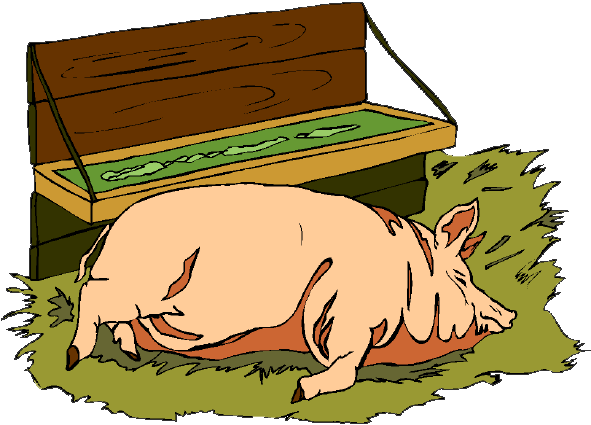 Clip art of a resting pig.